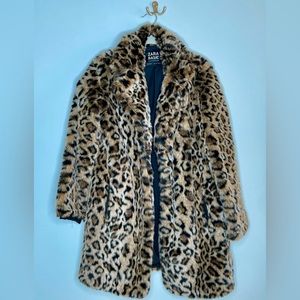 Zara Basics Leopard Faux Fur Car Coat